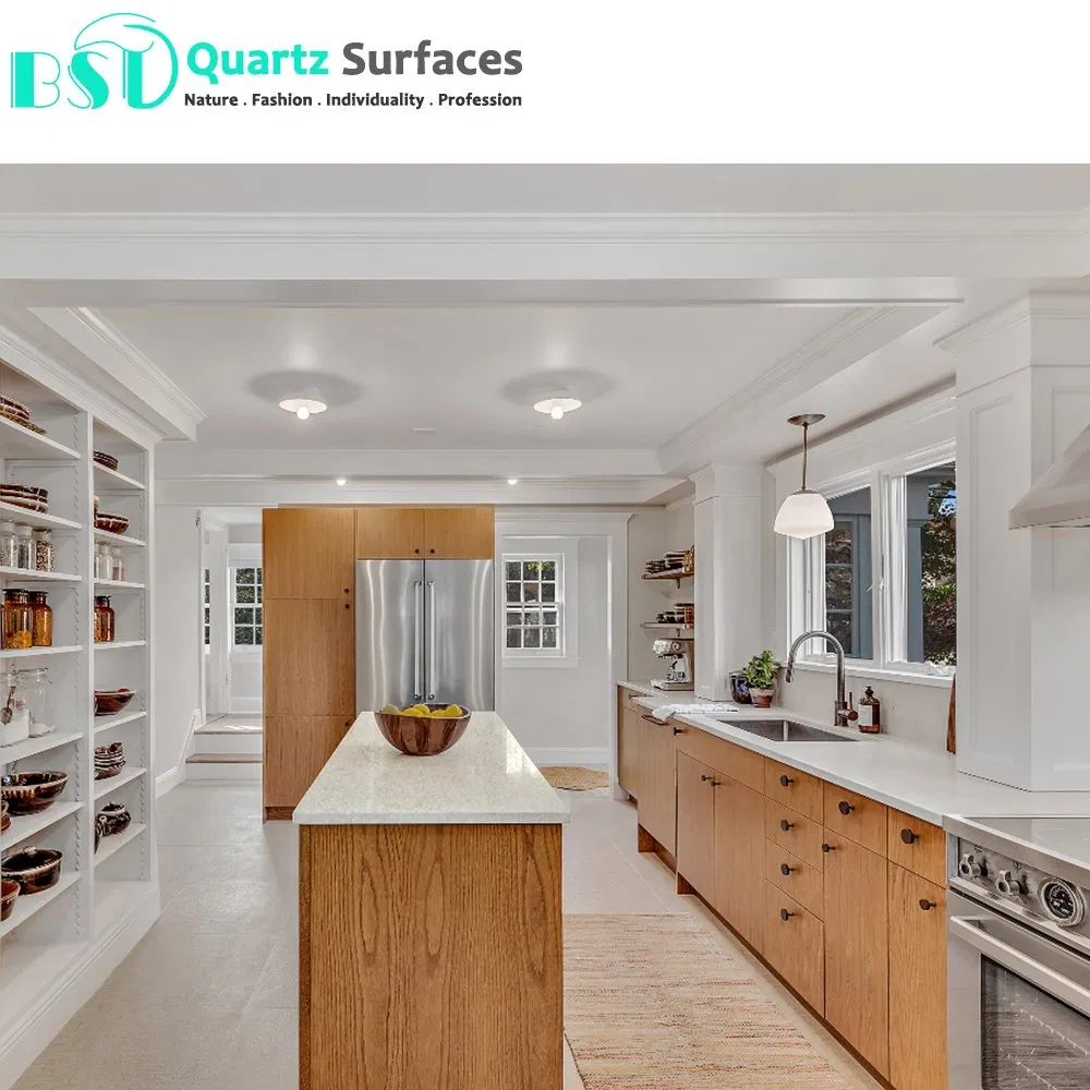 Popular Grey Veined Engineered Quartz Stone for Kitchen Countertops