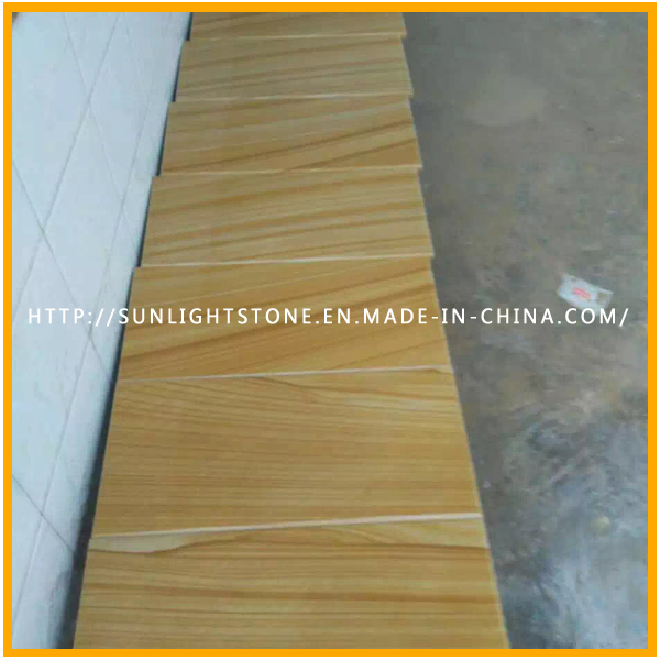 Natural Honed Chinese Yellow Wood Grain Sandstone