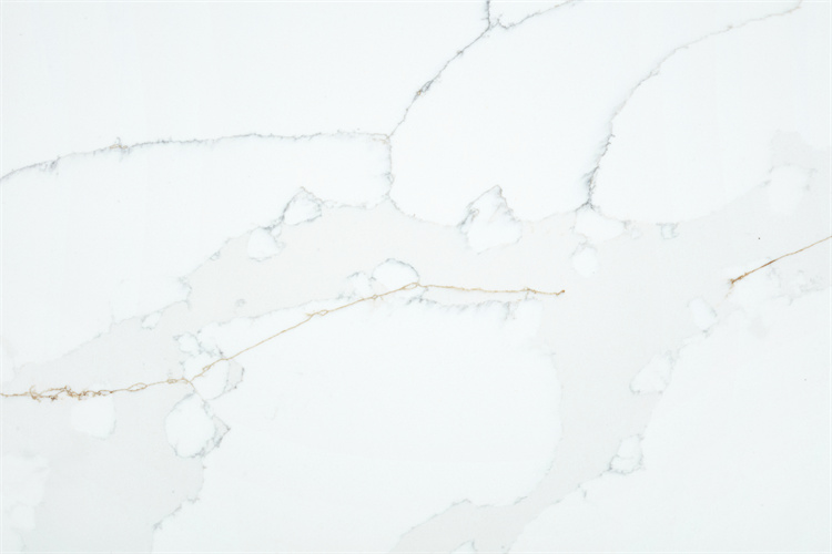 Pure White Background Calacatta Quartz Slab Popular Color