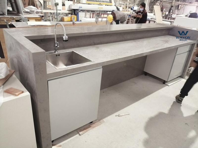 Zero Crystalline Silica Surface Environmental Protection and Safety Engineered White Quartz Kitchen Island Countertop Luxury Quartz Slab
