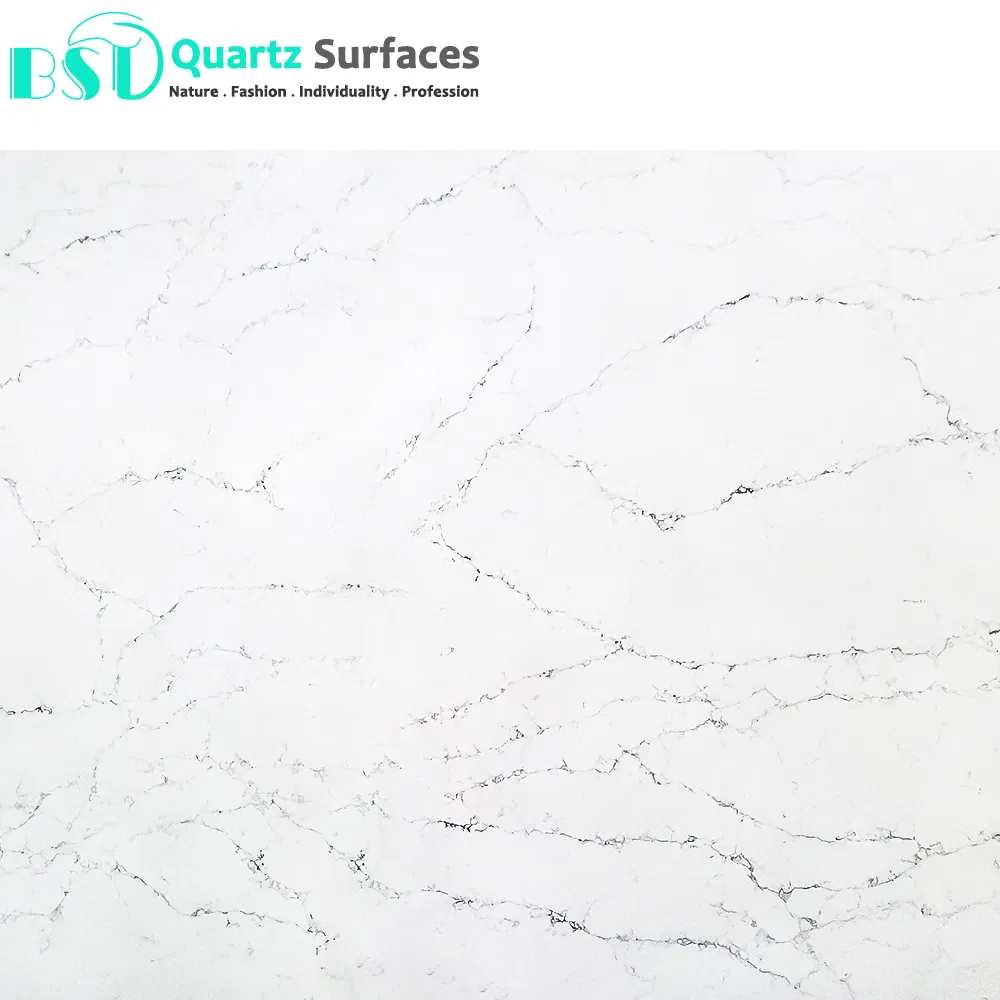 Golden Veined Artificial Quartz Stone for Countertop