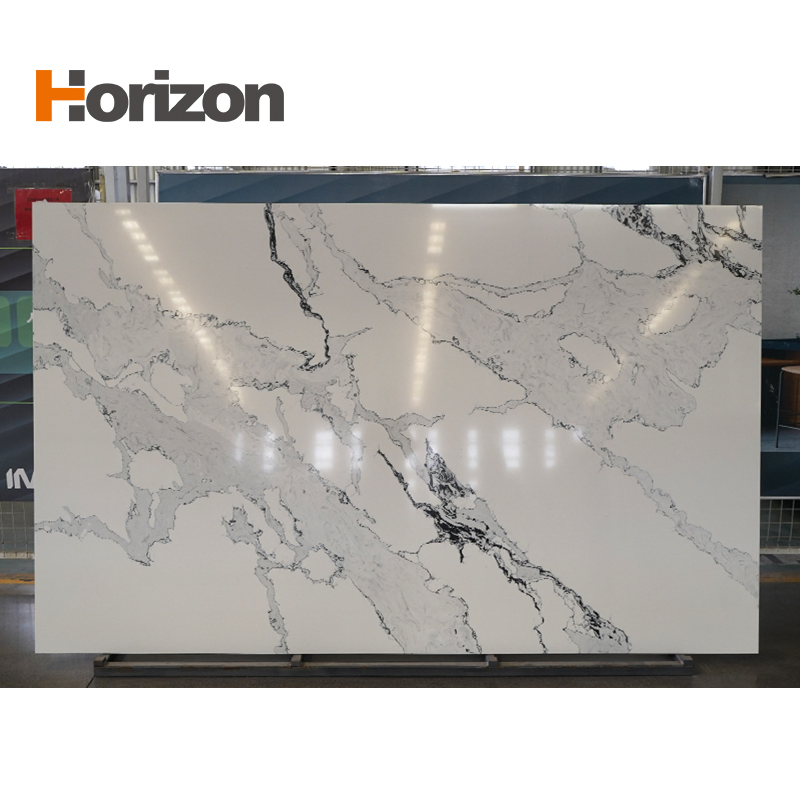 2025 Horizon Surface Polished Artificial Stone Pure White Quartz Slab