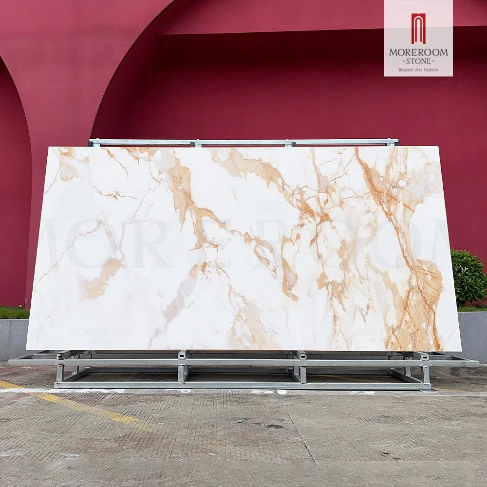 Artificial Marble Slab 1600X3200mm Calacatta Gold Sintered Stone Slab for Commercial Floor Covering