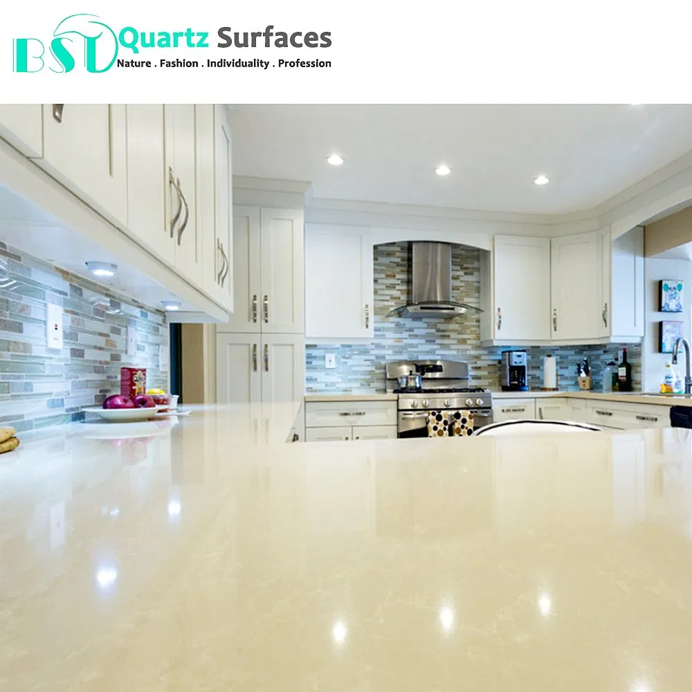 Beige Yellow Veined Building Material Quartz Stone