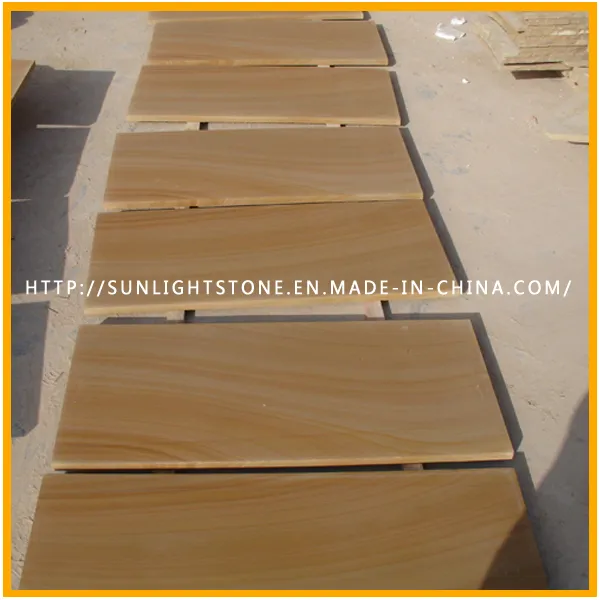 Natural Honed Chinese Yellow Wood Grain Sandstone