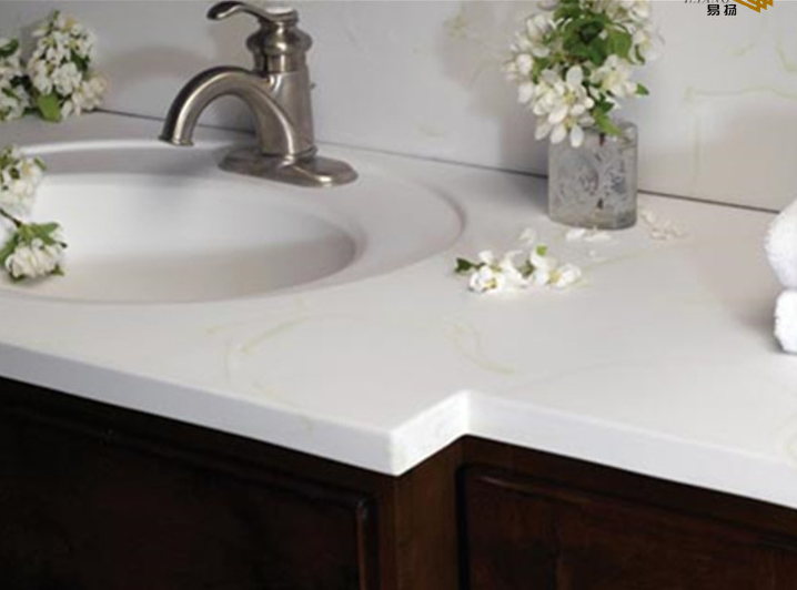 Artificial White Marble Countertop for Bathroom Vanity Top Sink Hotel Projects