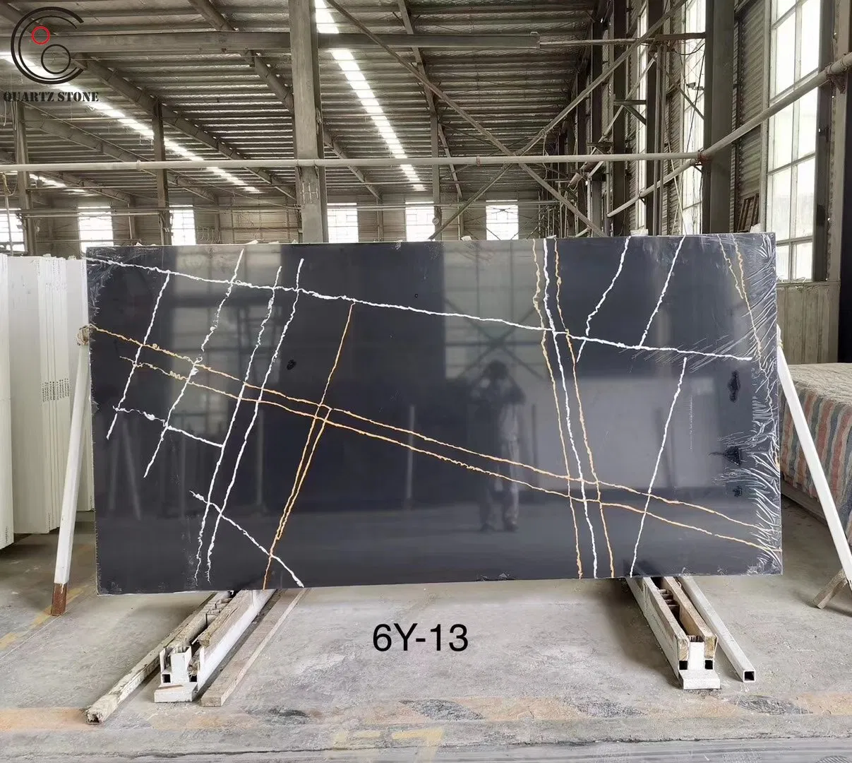 Wonderful Black Calacatta Marble Quartz Stone with Gold Veins for Worktop