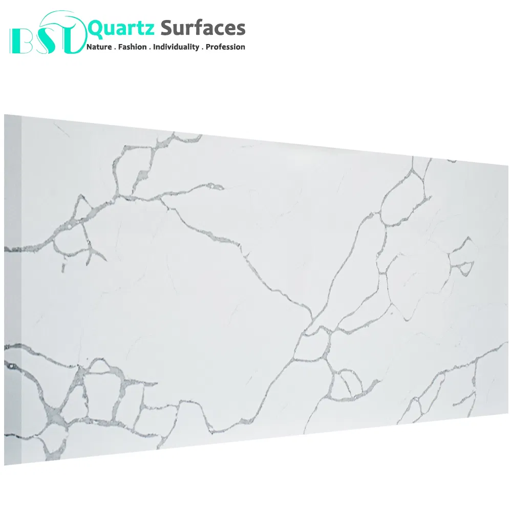 Calacatta White Veined Quartz Stone for Kitchen Countertop