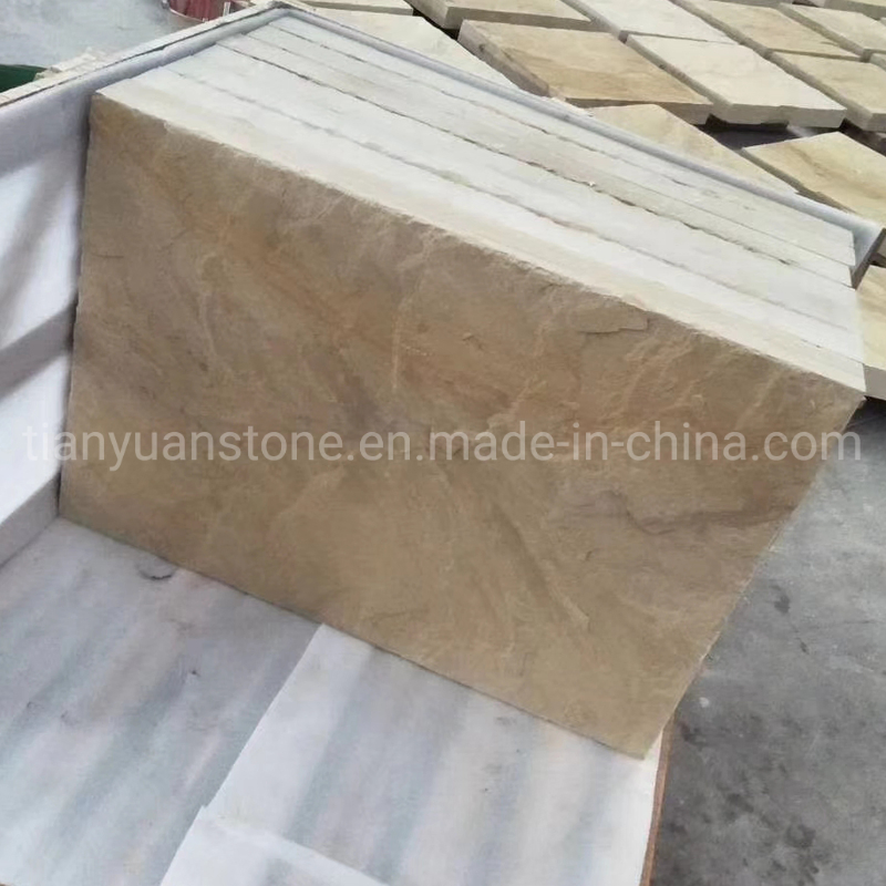 Yellow Wooden/Vein Sandstone Mushroom with Natural Split Surface