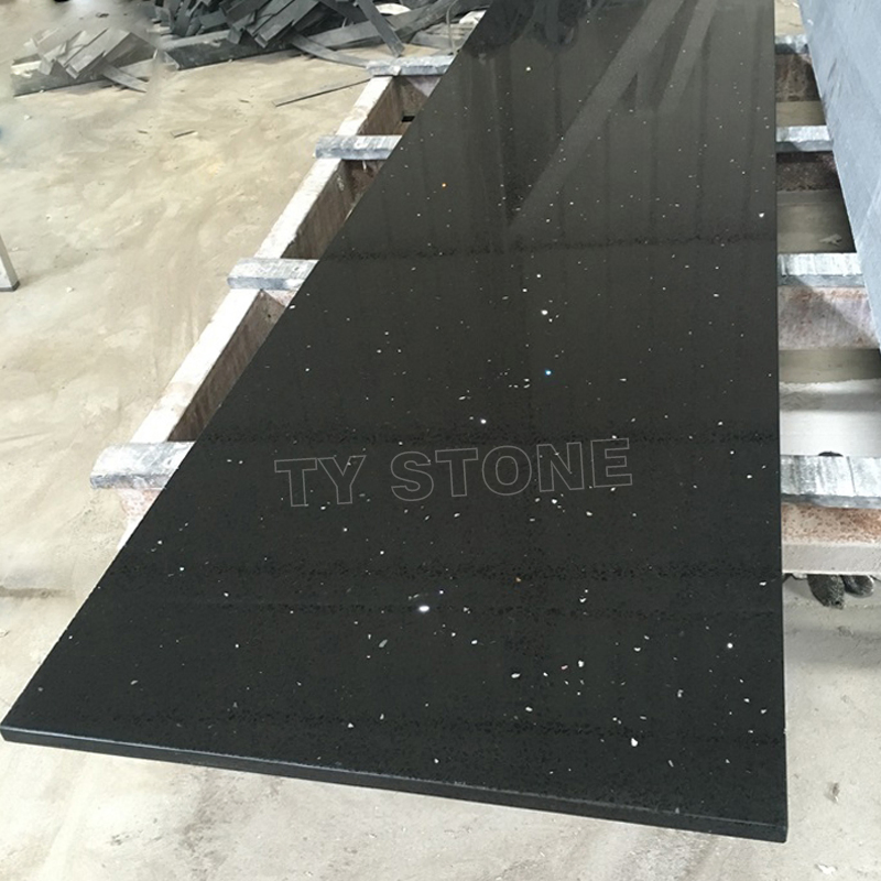 Black Sparkle Artificial Quartz Stone Countertops