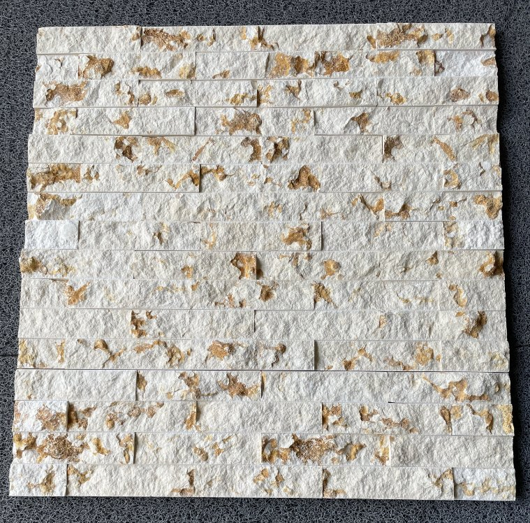 Natural stone veneer ledger panel Split Yellow Limestone Stacked Wall Stone for interior/exterior bathroom/kitchen/lobby wall/background