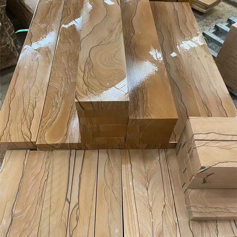 Chinese Yellow Landscape Wooden Sandstone Yellow Sandstone Slab Tiles of Sino Topstone