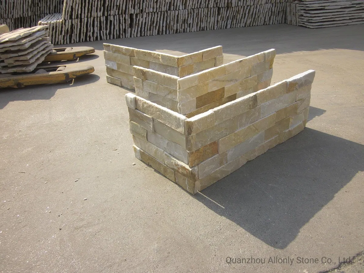 Natural Split Yellow Slate Ledger Stone Panels Stacking Stones for Indoor Outdoor Decoration Wall