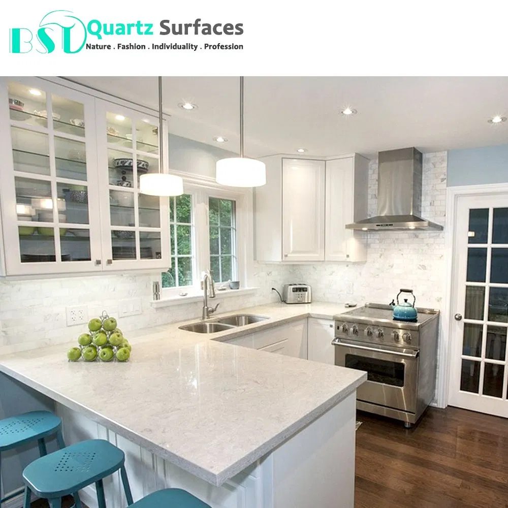 Popular Grey Veined Engineered Quartz Stone for Countertops