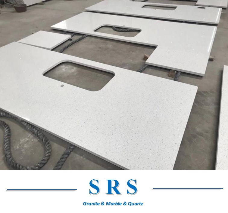 Engineered Stone Artificial Stone Solid Surface Slabs Tiles Crystal /Pure White Black Calacatta Quartz for Kitchen Counter Tops Benchtop Vanity Tops