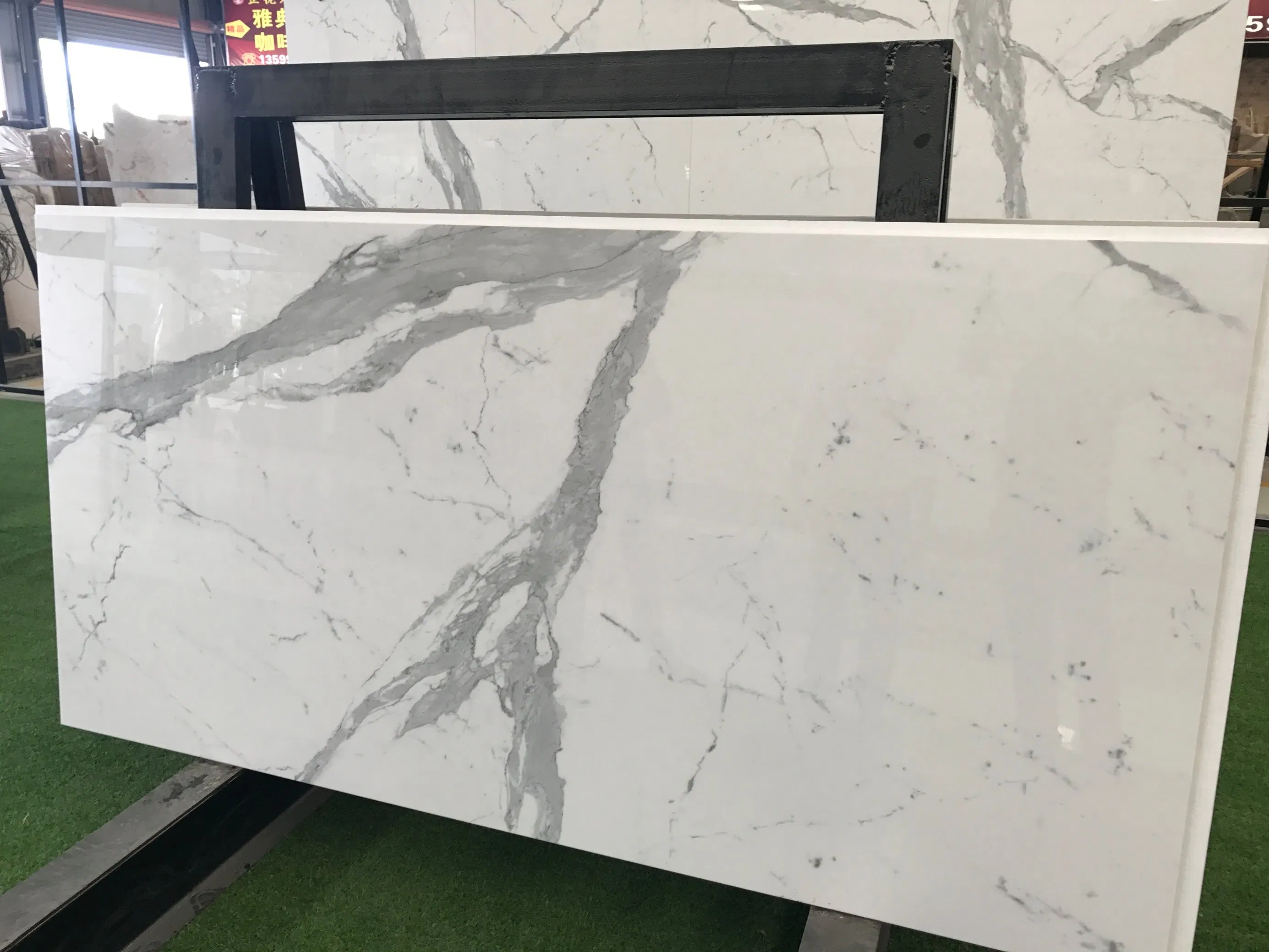 Artificial Calacatta White Marble Color Rock Plate Sintered Stone Tile and Slab