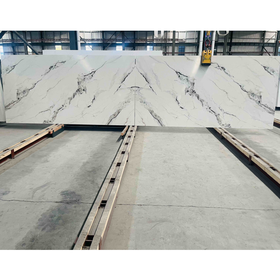 Factory Price Artificial Engineered Solid Surface 3D Ink Printed White/Black/Beige/Grey Calacatta Marble Quartz Quartzite Stone for Slabs, Countertop