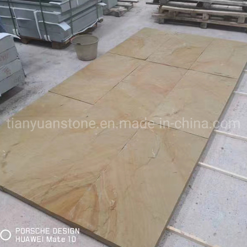 Yellow Wooden/Vein Sandstone Mushroom with Natural Split Surface