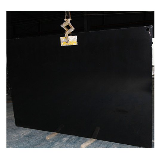 Pure Black Artificial Marble Slab Engineered Stone Surface Kitchen Island Countertop