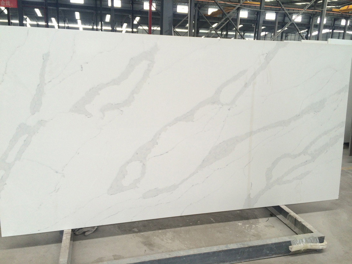 Artificial Polished Quartz Slabs Customized Pure White Quartz Stone Countertops