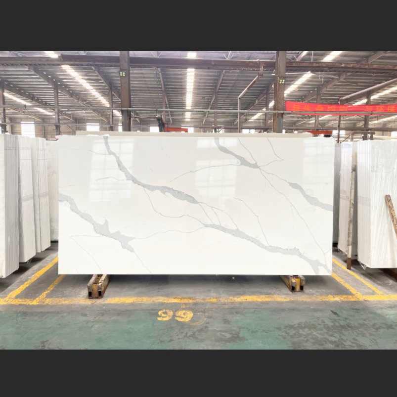 Super White and Pure White Quartz Stone for Kitchen-Cabinets and Quartz Worktop Stain Resistant and Scratch Resistant