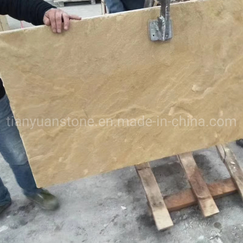 Yellow Wooden/Vein Sandstone Mushroom with Natural Split Surface