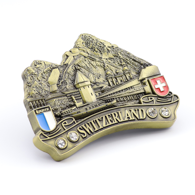 Wholesale Customised Europe Switzerland Tourism Souvenirs Enamel 3D Logo Metal Fridge Magnets