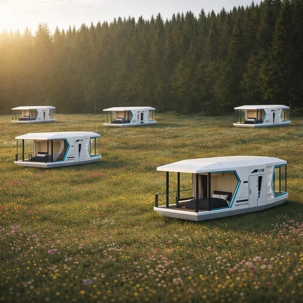 Prefabricated Capsule House Modular Tourism Building Solution with Insulated Walls for Extreme Climate Project Use