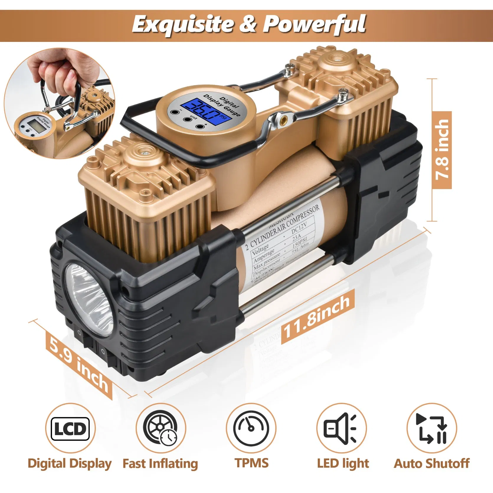 2021 New Product Listing Limited Time Offer Tire Pressure Inflator with Gauge