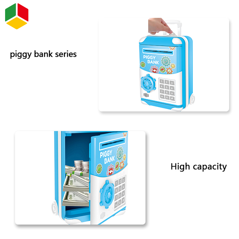 QS New Style Pull Rod Box Creative Piggy Bank Toys Children Puzzle Financial Mini Safe Deposit Box Electric ATM Piggy Bank Toys