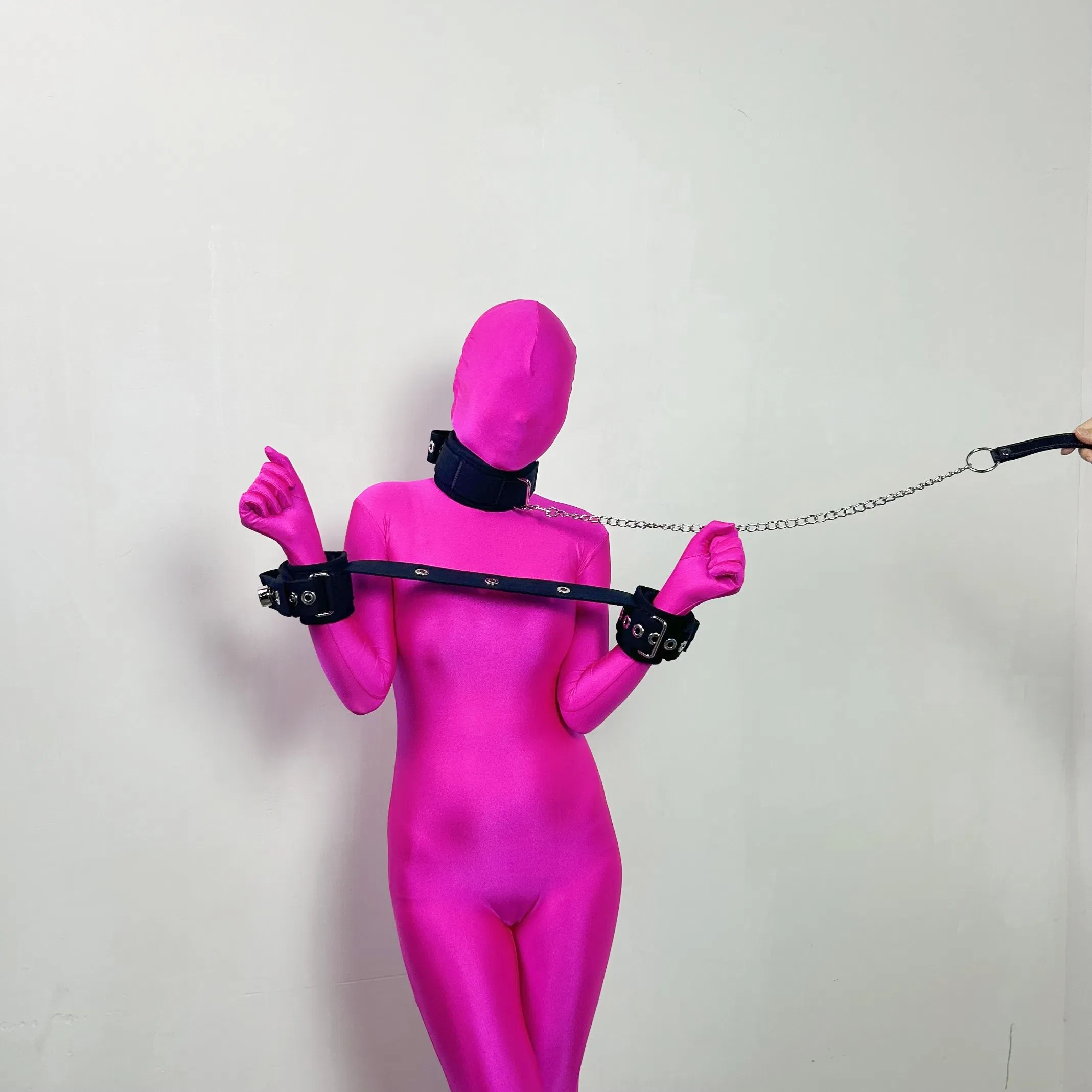 Bondage Collar Set with Handcuffs Choker Leash Cotton Strap Wrist Segufix Restraints Bdsm Game Adult Sex Toys Adjustable Adult Toy