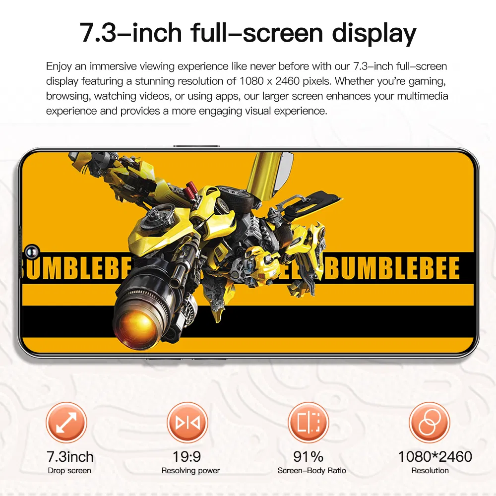 New Product Listing Large Screen Premium Orange C20 64GB Memory Deca Core 8800 Battery Capacity Face Recognition 5g Android Phone
