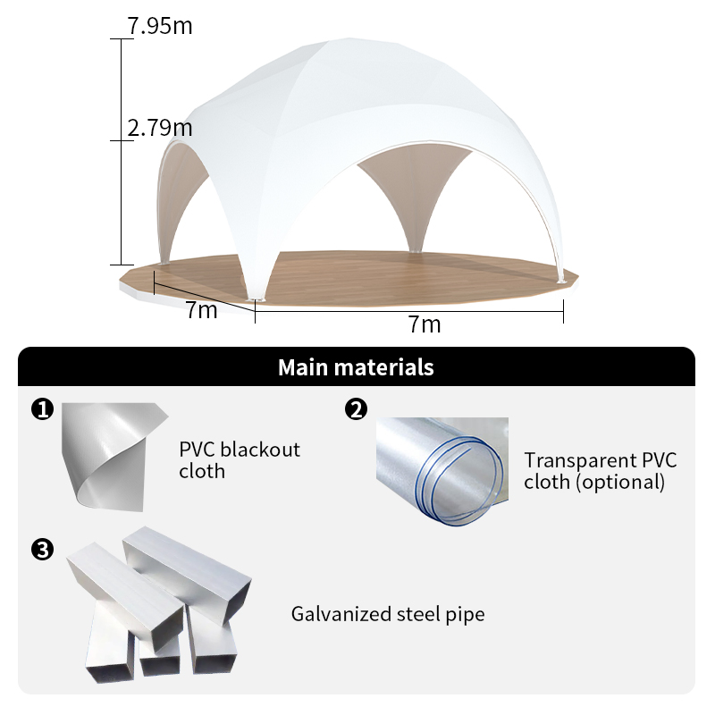 Accommodation Factory Resort Coody Square Dome Tent Luxurious Tourism Hotel Tents