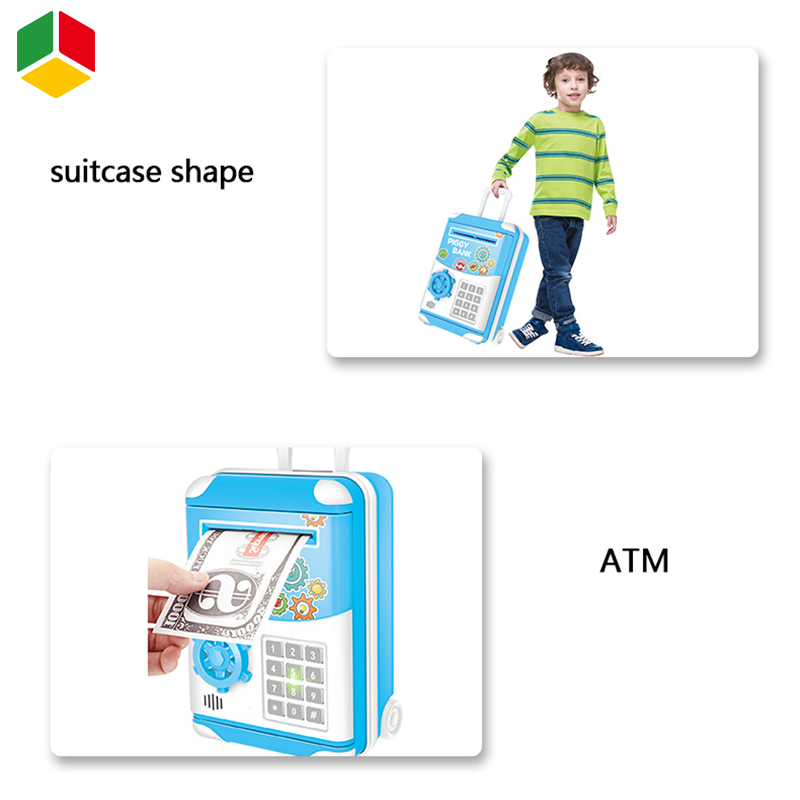 QS New Style Pull Rod Box Creative Piggy Bank Toys Children Puzzle Financial Mini Safe Deposit Box Electric ATM Piggy Bank Toys