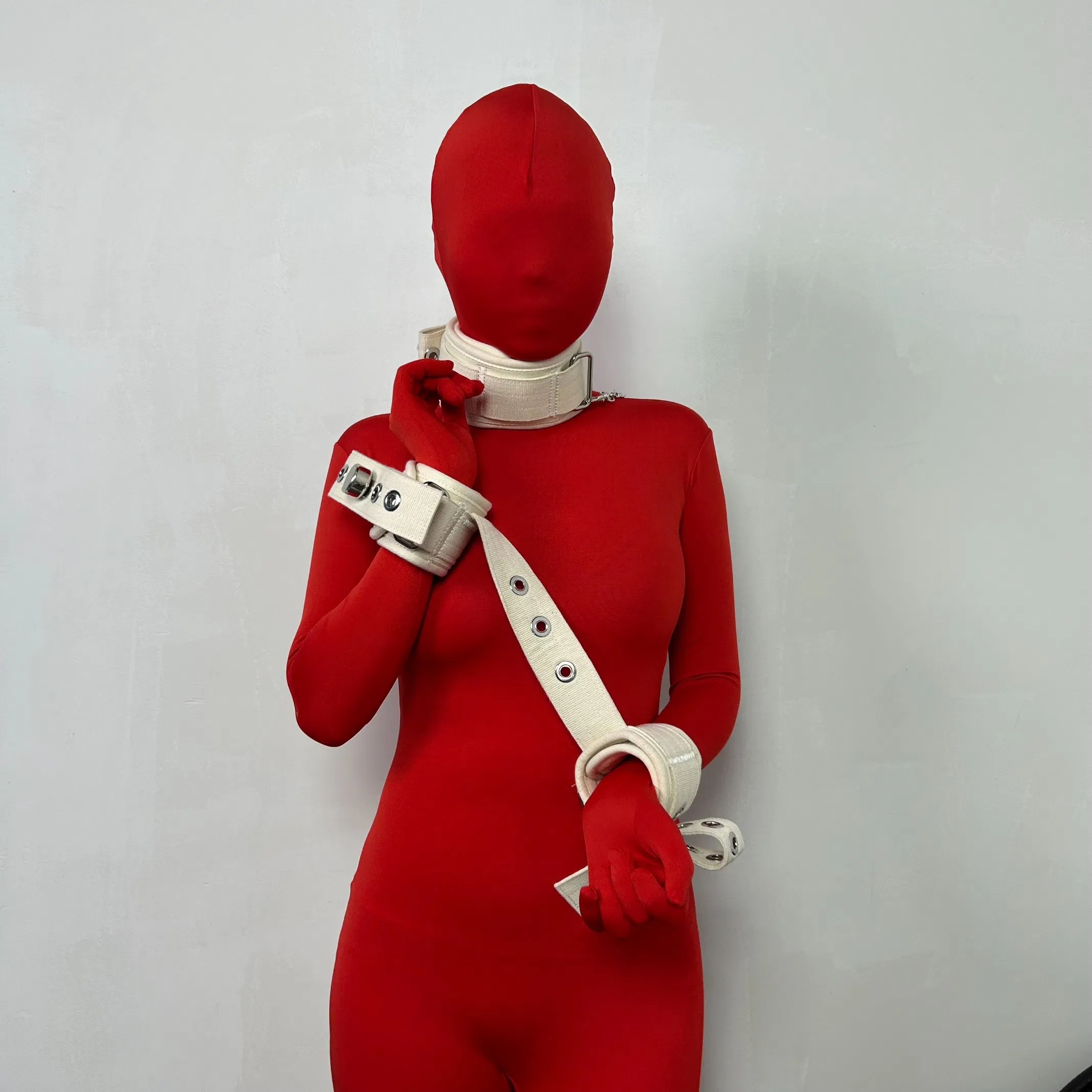 Bondage Collar Set with Handcuffs Choker Leash Cotton Strap Wrist Segufix Restraints Bdsm Game Adult Sex Toys Adjustable Adult Toy