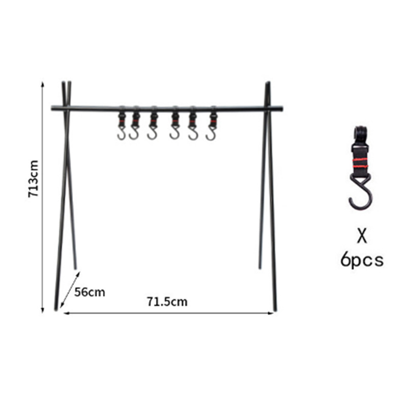 Outdoor Camping Portable Hanger Folding Tripod Barbecue Tools Large Storage Rack