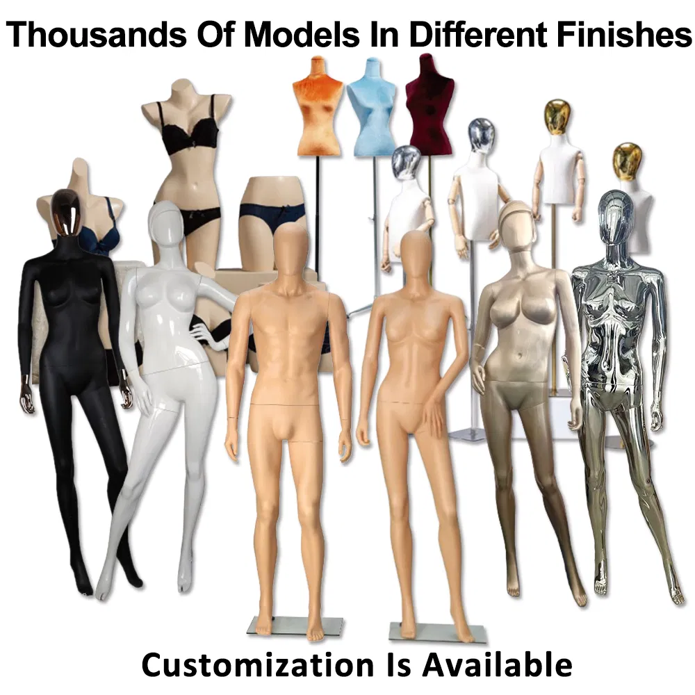 High-Quality Male/Female/Kid Full/Half Body PP/PE/ABS/Fiberglass Mannequins in Glossy/Matt White Black Grey Golden Chrome Silver Skin Colors Dummy for Display