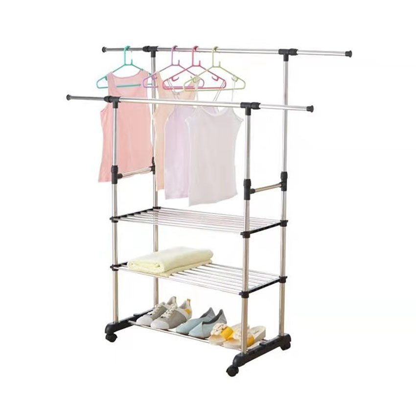 Coat Hanger Display Drying Rack Metal Free Standing Retail Floor Hanging Portable Foldable Clothes Drying Rack
