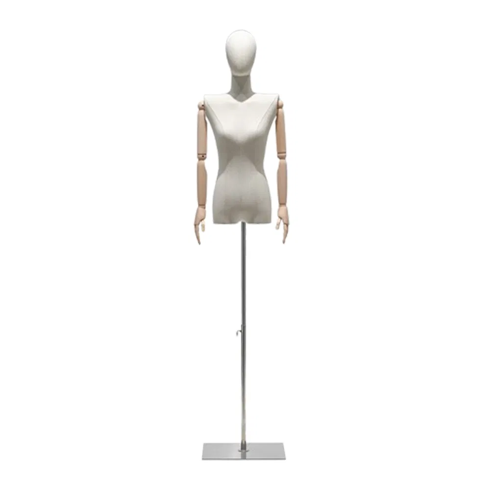 Best Price Headless Upper Body Mannequin in Matte/Glossy Black/White with Flat Shoulder and Adjustable Height Base Made of PP/PE/ABS for Female Clothes Display