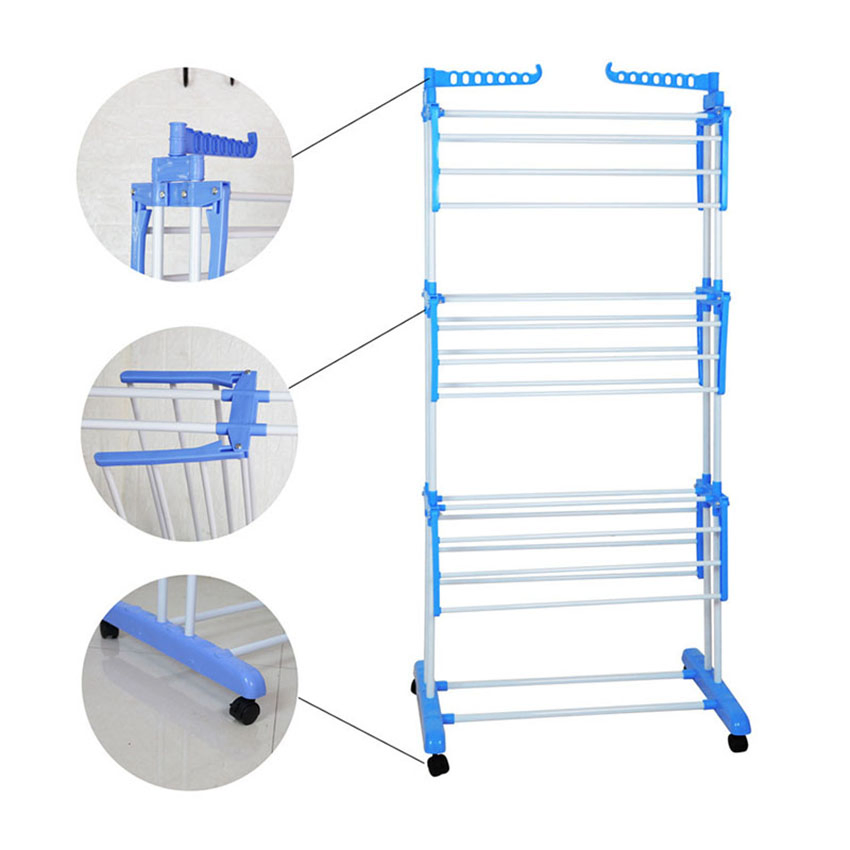 Golden Plastic Coated Wire Coat Hangers Portable Wood Garment Display Cactus Foldable Clothes Drying Rack