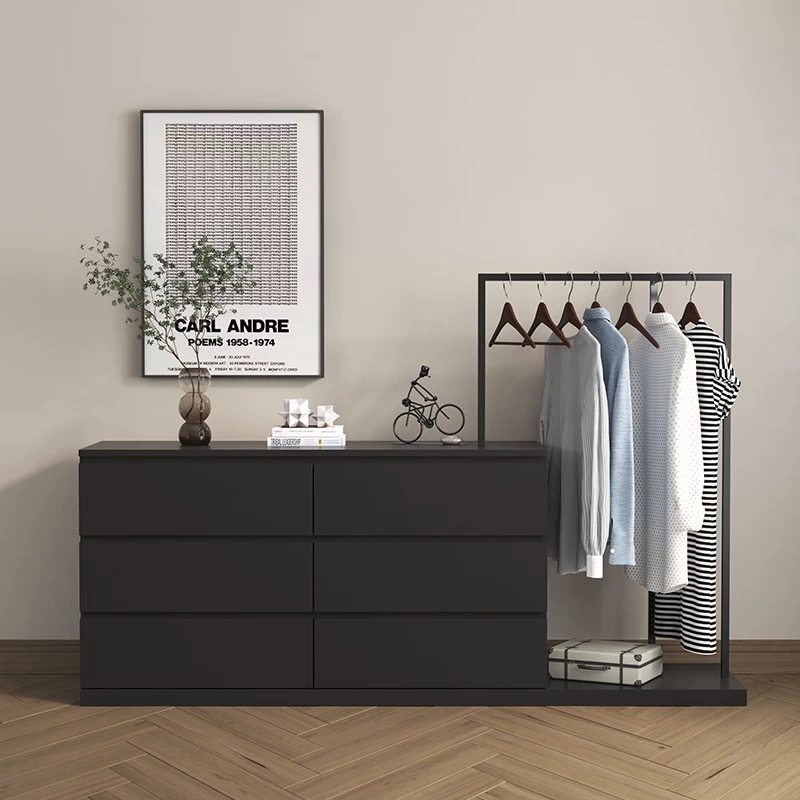 Wholesale Bedroom Wood Clothes Shelf Garment Hanger Coat Rack with Storage Drawers