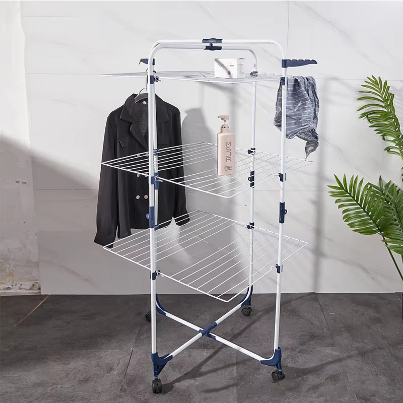 Sanipro 3 Tier Tower Foldable Adjustable Towel Drying Rack Removable 360 Degree Rotation Metal Clothes Hanger with 4 Hooks