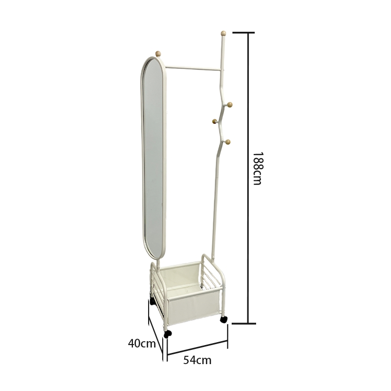Elegant Rotating Dressing Mirror and Garment Rack Set Modern Floor Mirror and Coat Rack Versatile Floor Standing Mirror with Coat Hanger Design