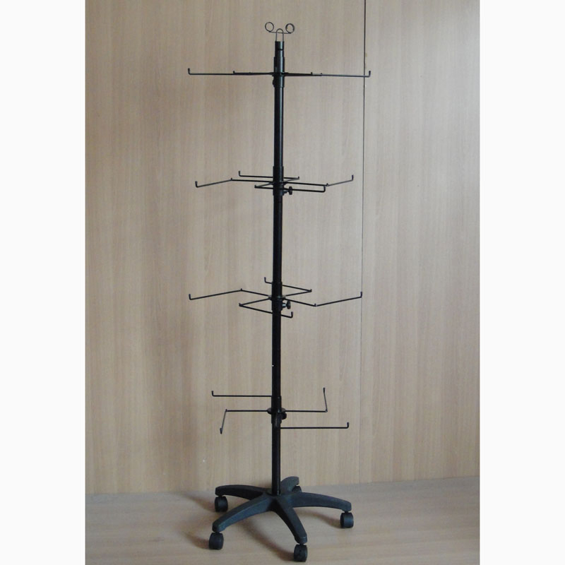 Floor Standing Metal Spinning Display Rack with Hooks Hanger (PHY2056)