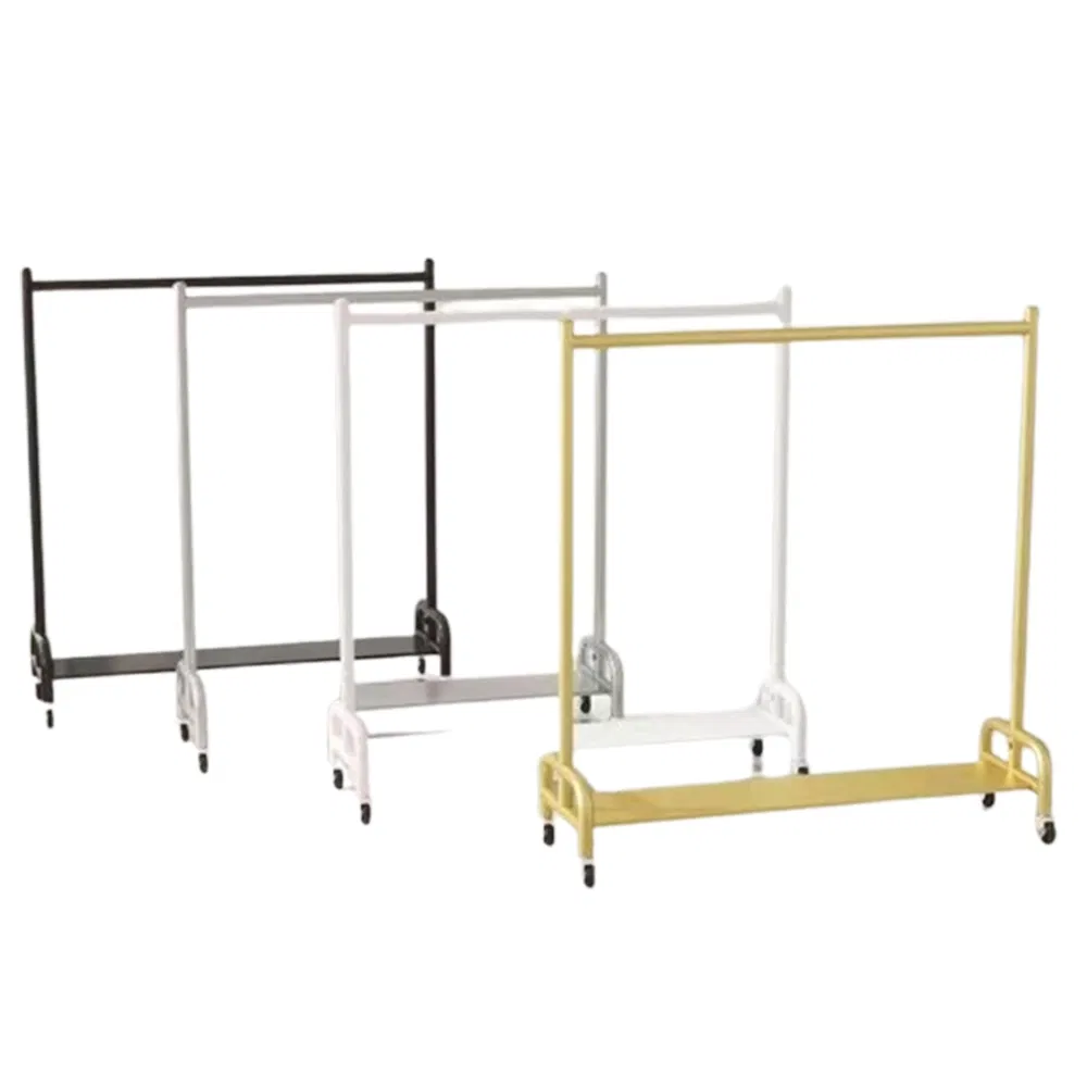Hot Selling Floor Standing Multi-Layer Underwear/Underwear/Socks Display Rack in Gold/Black/White with Wheels and Savings Basket Made of Metal for Couture