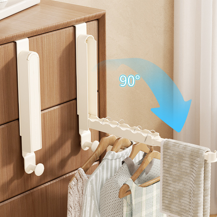 Sanipro Hot Sale Folding Clothes Drying Rack with Retractable Rod, Portable Over The Door Laundry Hanger for Clothes Towels