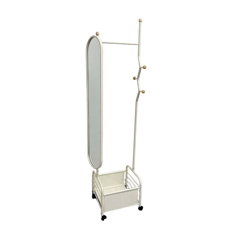 Elegant Rotating Dressing Mirror and Garment Rack Set Modern Floor Mirror and Coat Rack Versatile Floor Standing Mirror with Coat Hanger Design