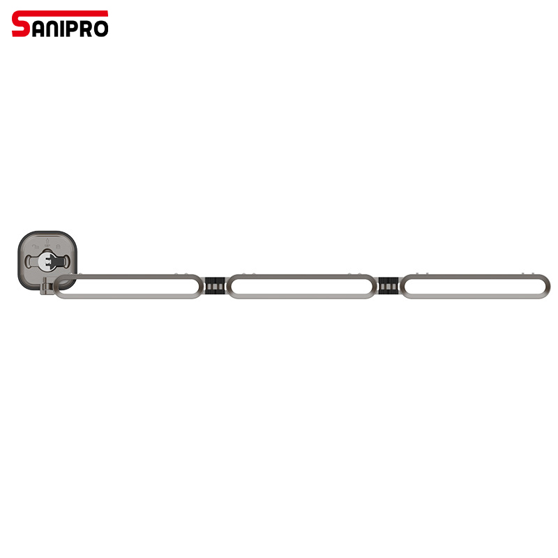 Sanipro Portable Punch-Free Wall-Mounted Tri-Fold Retractable Clothes Drying Hanger Collapsible Laundry Clothing Rack