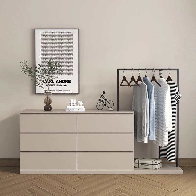 Modern Wooden Melamine Cabinet Drawers Storage Bedroom Garment Hanger Coat Rack