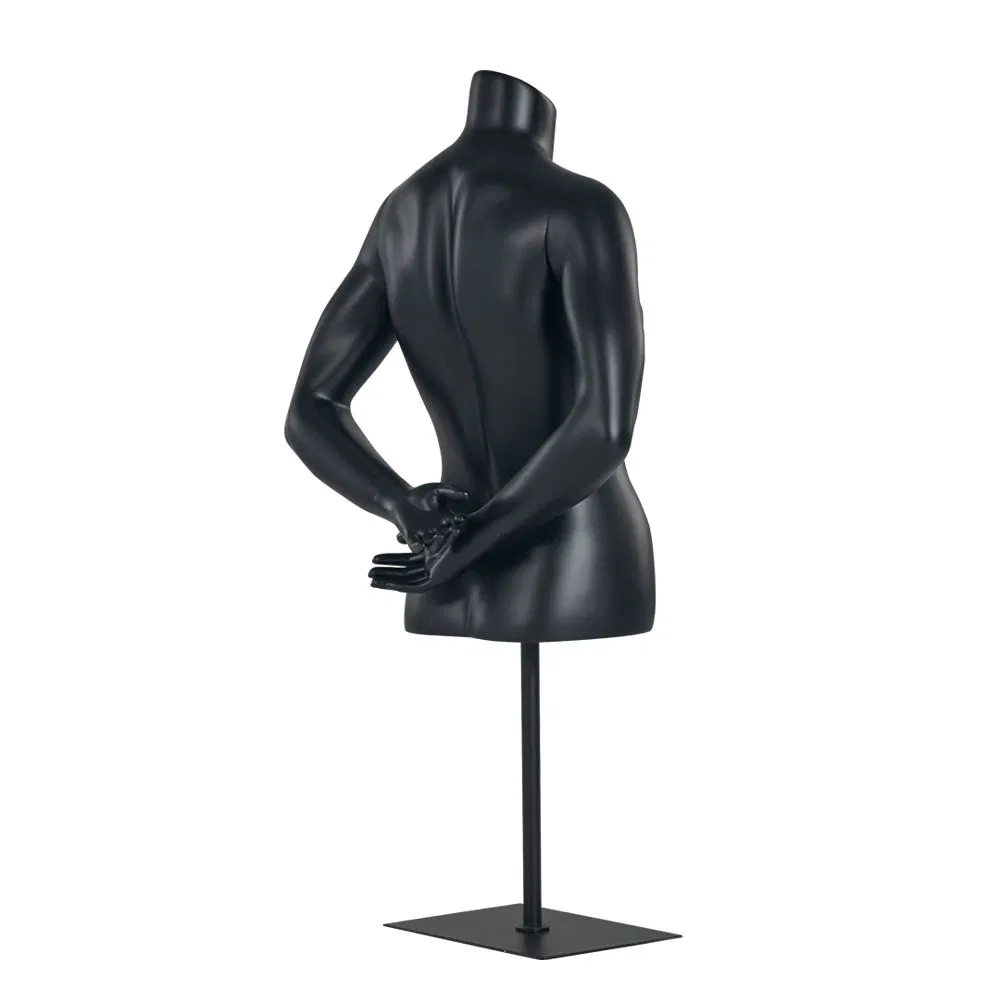 Adjustable Height Fiberglass Luxury Black 1/2 Mannequins Female Body Upper-Body